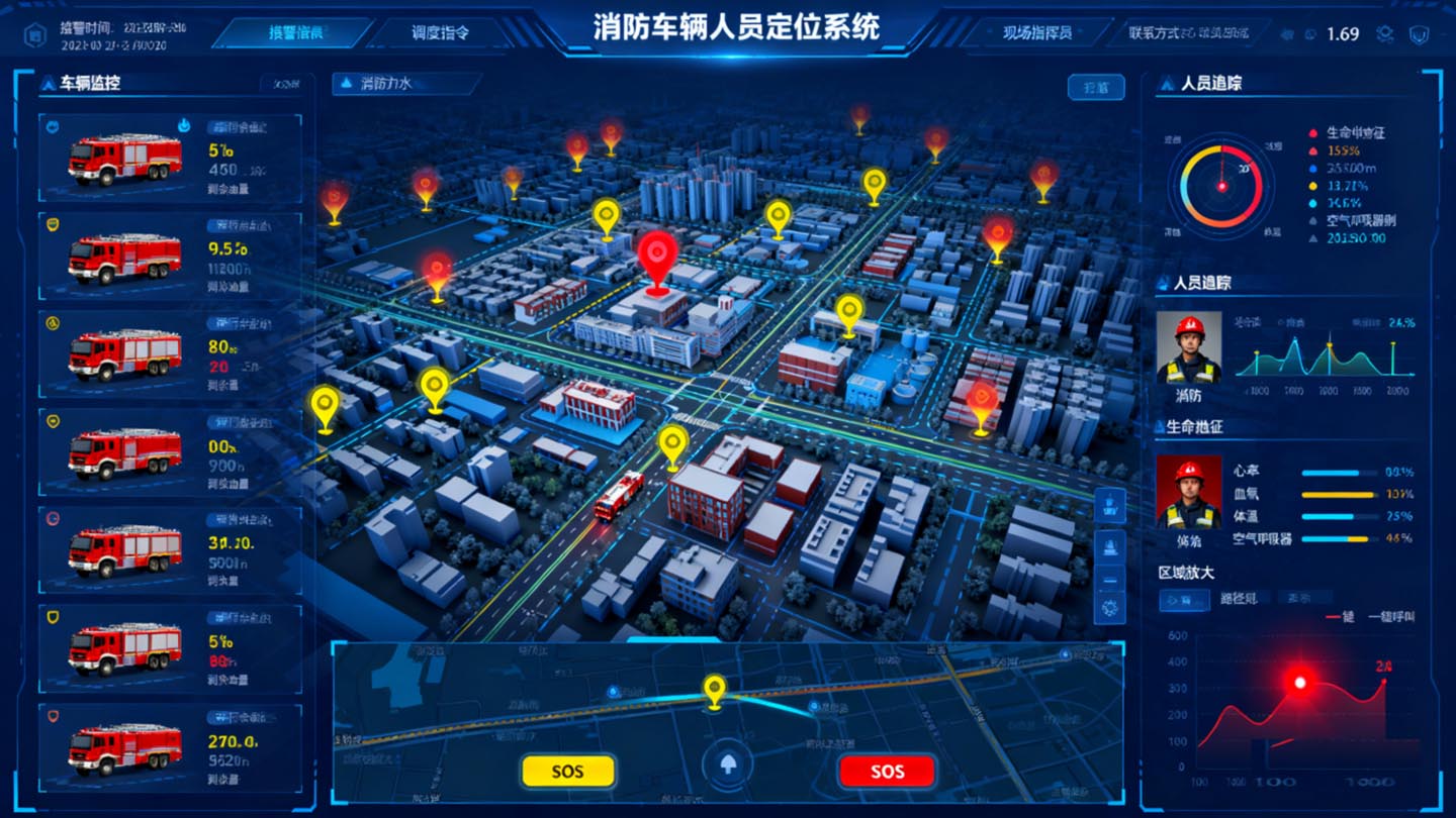 消防车辆和人员定位系统